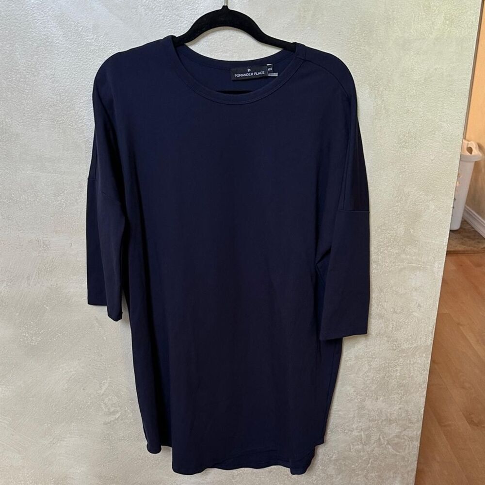 Pomander Place Navy Sue Sweatshirt dress xs/s, new without tags